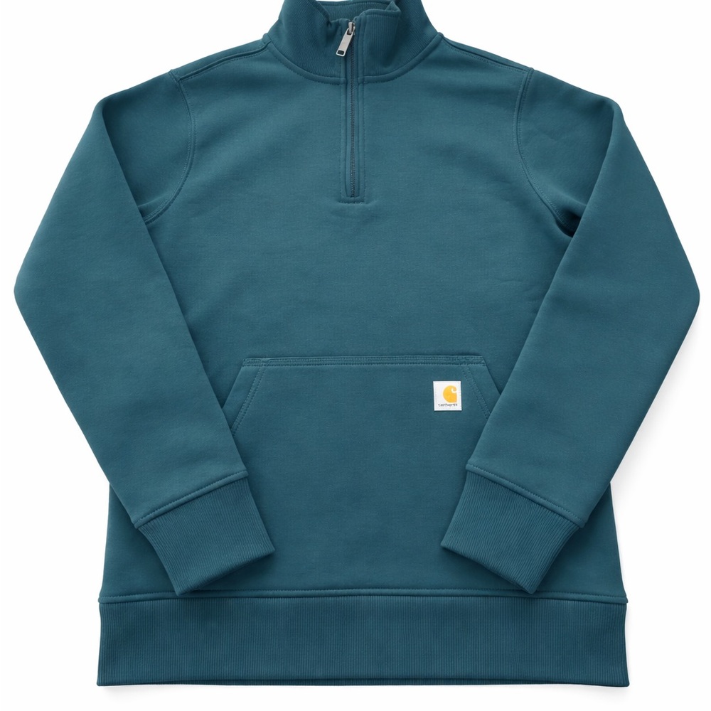 New Carhartt Women’s Teal Green Quarter -Zip Sweatshirt-M